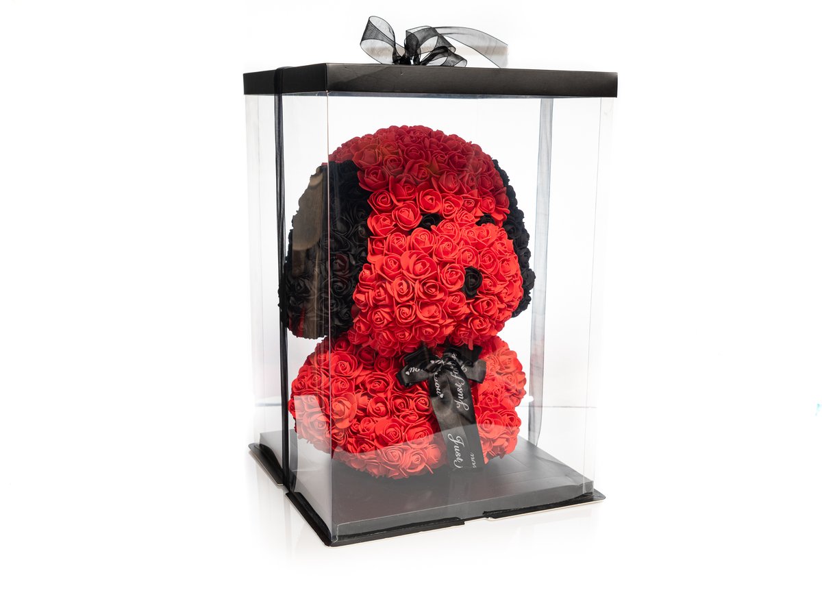 Red Rose Dog Bear — Basta Flowers, Limassol